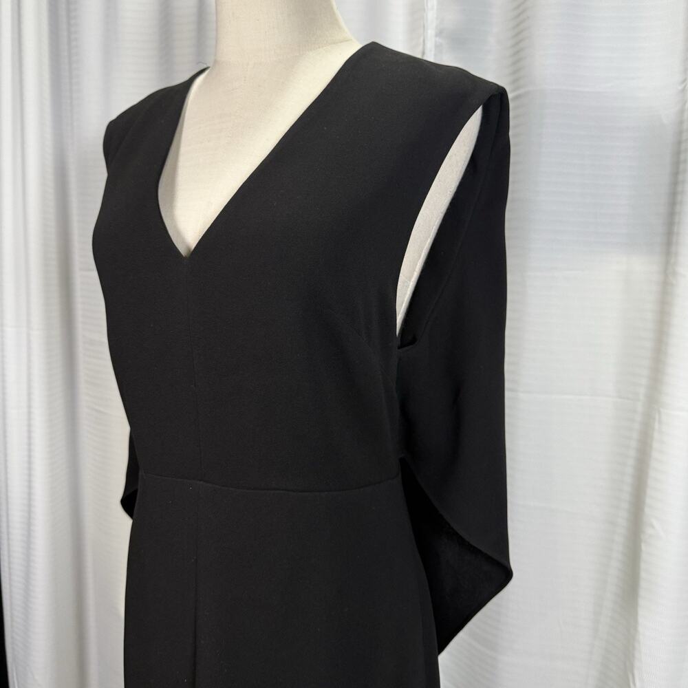Tibi Black Cape Sleeve Midi Dress Batwing Open Back Minimalist Sz 6 Avant Garde - Picture 3 of 14